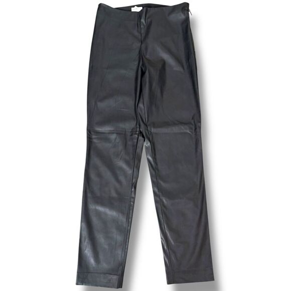 NWT French Connection Black Faux Leather Straight Leg Pants | Size 8 - Picture 2 of 9